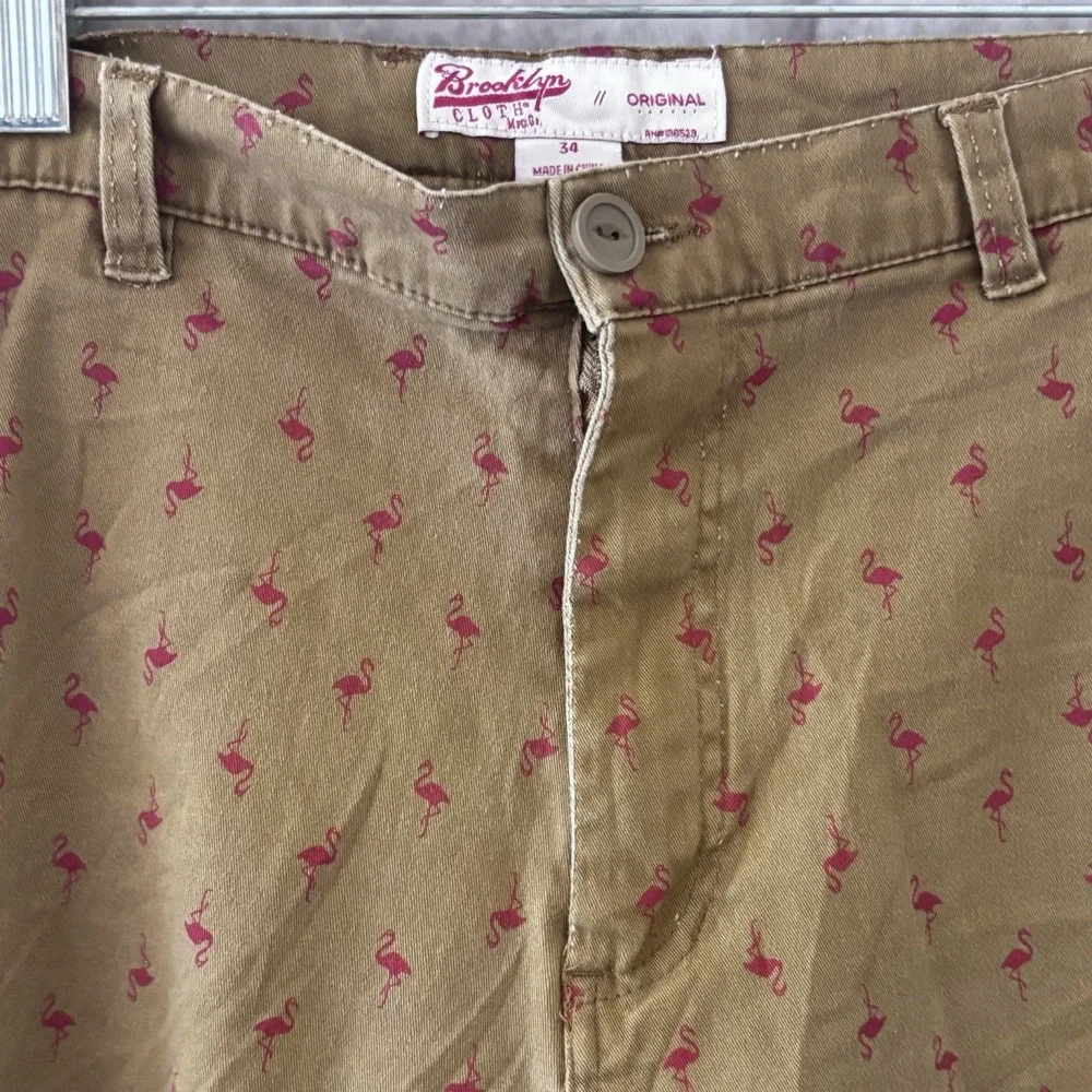 Brooklyn Cloth Twill Men's 34 Khaki Shorts Stretch Flamingo Summer Vacation